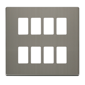 Click® Scolmore GridPro® SCP20508SS 8 Gang GridPro® Frontplate - Stainless Steel Stainless Steel  Insert