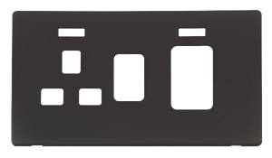 Click® Scolmore Definity™ SCP205BK 45A 2 Gang Switch With 13A Switched Socket & Neons Cover Plate  Matt Black  Insert