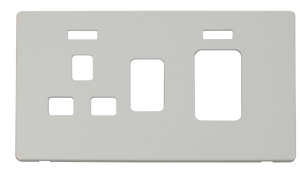 Click® Scolmore Definity™ SCP205PW 45A 2 Gang Switch With 13A Switched Socket & Neons Cover Plate  Polar White  Insert