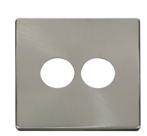 Click® Scolmore Definity™ SCP222BS 2 Gang Toggle Switch Cover Plate  Brushed Stainless  Insert