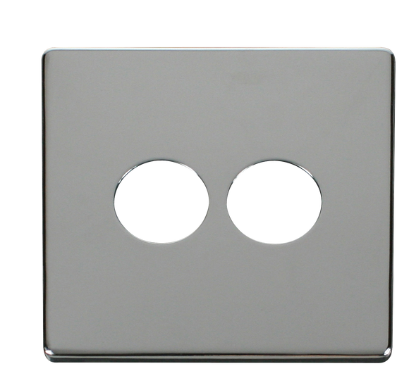 Click® Scolmore Definity™ SCP222CH 2 Gang Toggle Switch Cover Plate  Polished Chrome  Insert