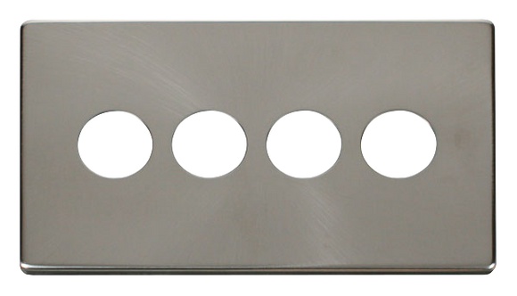 Click® Scolmore Definity™ SCP224BS 4 Gang Toggle Switch Cover Plate  Brushed Stainless  Insert