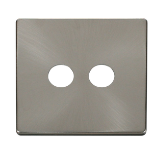 Click® Scolmore Definity™ SCP232BS Twin Coaxial Outlet Cover Plate  Brushed Stainless  Insert