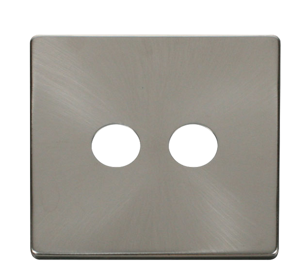 Click® Scolmore Definity™ SCP232BS Twin Coaxial Outlet Cover Plate  Brushed Stainless  Insert