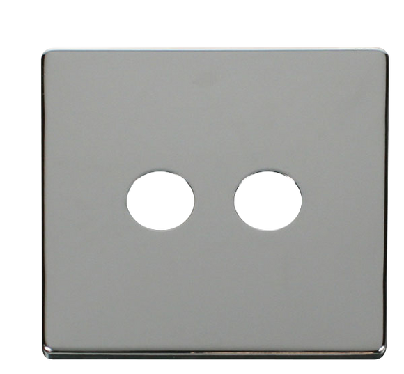 Click® Scolmore Definity™ SCP232CH Twin Coaxial Outlet Cover Plate  Polished Chrome  Insert