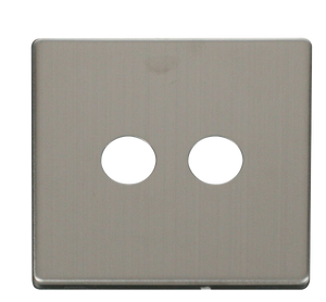 Click® Scolmore Definity™ SCP232SS Twin Coaxial Outlet Cover Plate  Stainless Steel  Insert