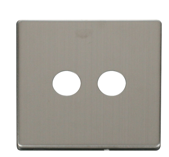 Click® Scolmore Definity™ SCP232SS Twin Coaxial Outlet Cover Plate  Stainless Steel  Insert