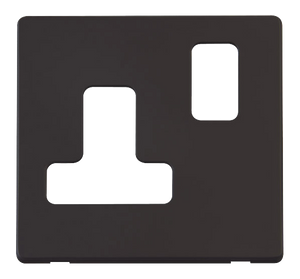 Click® Scolmore Definity™ SCP234BK 15A Round Pin Switched Socket Cover Plate  Matt Black  Insert