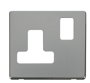 Click® Scolmore Definity™ SCP234CH 15A Round Pin Switched Socket Cover Plate  Polished Chrome  Insert