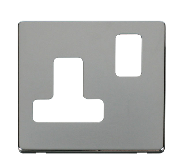 Click® Scolmore Definity™ SCP234CH 15A Round Pin Switched Socket Cover Plate  Polished Chrome  Insert