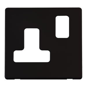 Click® Scolmore Definity™ SCP234MB 15A Round Pin Switched Socket Cover Plate  Metal Black  Insert