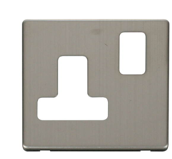 Click® Scolmore Definity™ SCP234SS 15A Round Pin Switched Socket Cover Plate  Stainless Steel  Insert