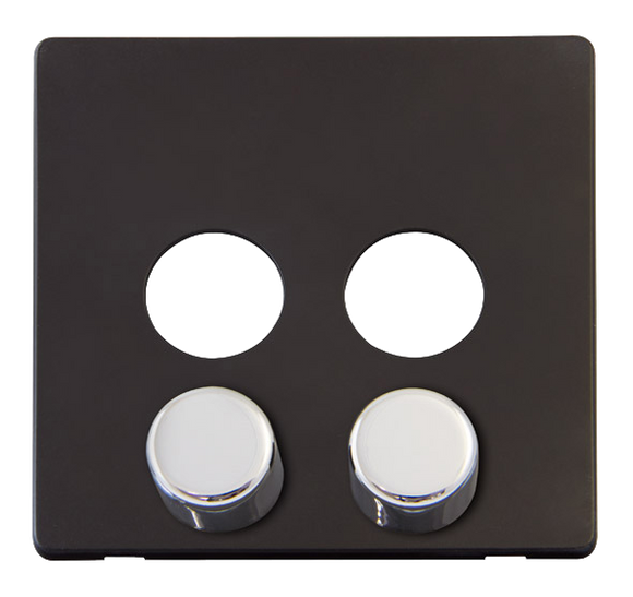 Click® Scolmore Definity™ SCP242BKCH 2 Gang Dimmer Switch Cover Plate Matt Black  Insert