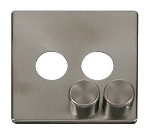 Click® Scolmore Definity™ SCP242BS 2 Gang Dimmer Switch Cover Plate  Brushed Stainless  Insert