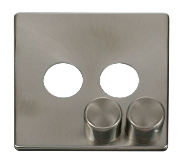 Click® Scolmore Definity™ SCP242BS 2 Gang Dimmer Switch Cover Plate  Brushed Stainless  Insert