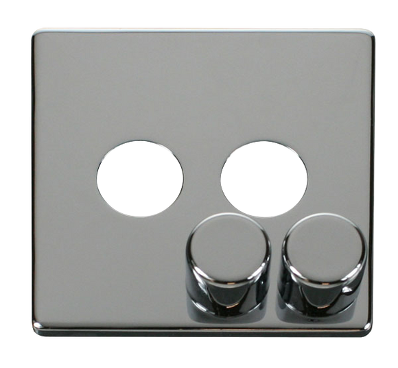 Click® Scolmore Definity™ SCP242CH 2 Gang Dimmer Switch Cover Plate  Polished Chrome  Insert