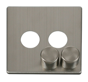 Click® Scolmore Definity™ SCP242SS 2 Gang Dimmer Switch Cover Plate  Stainless Steel  Insert