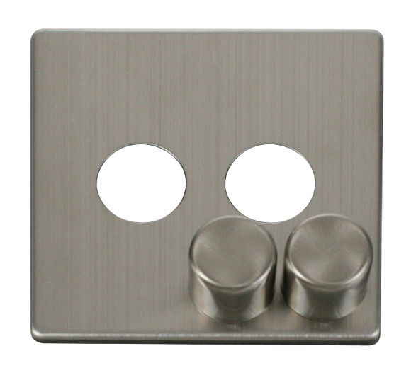 Click® Scolmore Definity™ SCP242SS 2 Gang Dimmer Switch Cover Plate  Stainless Steel  Insert