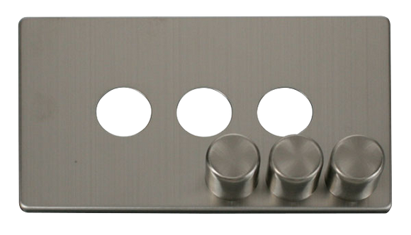 Click® Scolmore Definity™ SCP243SS 3 Gang Dimmer Switch Cover Plate  Stainless Steel  Insert