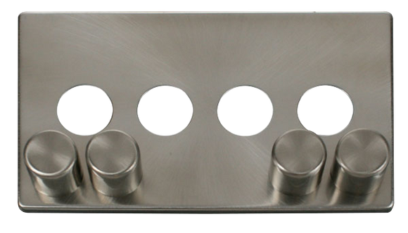 Click® Scolmore Definity™ SCP244BS 4 Gang Dimmer Switch Cover Plate  Brushed Stainless  Insert