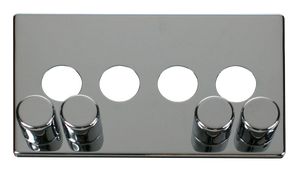 Click® Scolmore Definity™ SCP244CH 4 Gang Dimmer Switch Cover Plate  Polished Chrome  Insert