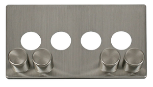 Click® Scolmore Definity™ SCP244SS 4 Gang Dimmer Switch Cover Plate  Stainless Steel  Insert