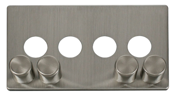 Click® Scolmore Definity™ SCP244SS 4 Gang Dimmer Switch Cover Plate  Stainless Steel  Insert