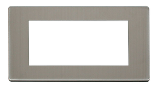 Click® Scolmore Definity™ SCP312SS 2 Gang New Media™ Cover Plate - 4 Apertures  Stainless Steel  Insert