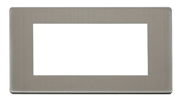 Click® Scolmore Definity™ SCP312SS 2 Gang New Media™ Cover Plate - 4 Apertures  Stainless Steel  Insert