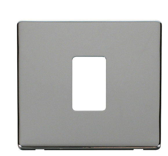 Click® Scolmore Definity™ SCP401CH 1 Gang MiniGrid® Cover Plate - 1 Aperture  Polished Chrome  Insert