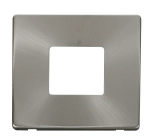 Click® Scolmore Definity™ SCP402BS 1 Gang MiniGrid® Cover Plate - 2 Apertures  Brushed Stainless  Insert