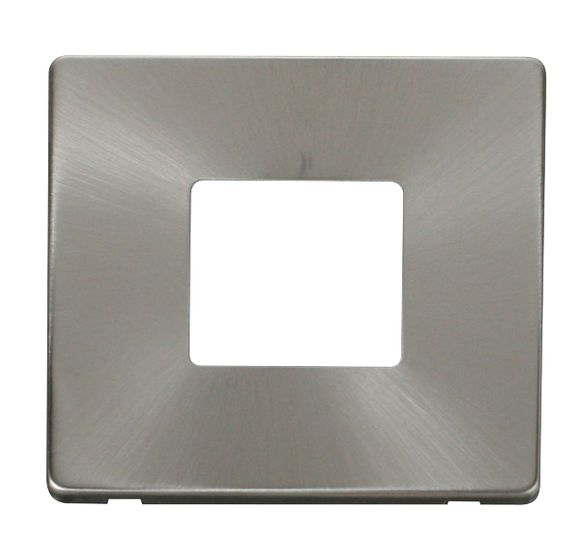 Click® Scolmore Definity™ SCP402BS 1 Gang MiniGrid® Cover Plate - 2 Apertures  Brushed Stainless  Insert