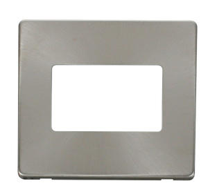 Click® Scolmore Definity™ SCP403BS 1 Gang MiniGrid® Cover Plate - 3 Apertures  Brushed Stainless  Insert