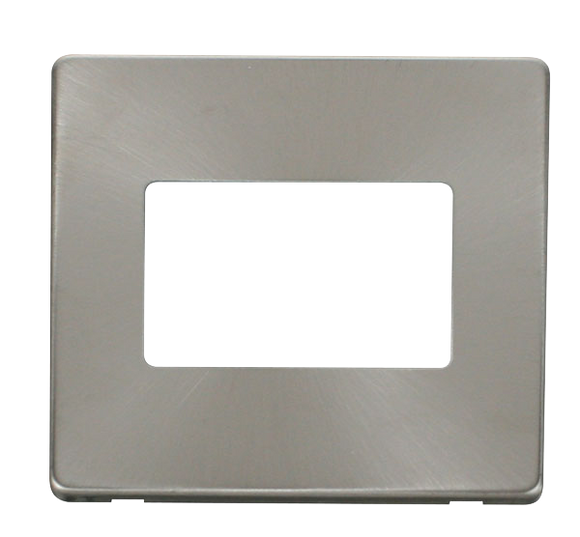 Click® Scolmore Definity™ SCP403BS 1 Gang MiniGrid® Cover Plate - 3 Apertures  Brushed Stainless  Insert