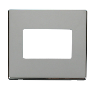 Click® Scolmore Definity™ SCP403CH 1 Gang MiniGrid® Cover Plate - 3 Apertures  Polished Chrome  Insert