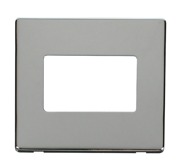 Click® Scolmore Definity™ SCP403CH 1 Gang MiniGrid® Cover Plate - 3 Apertures  Polished Chrome  Insert