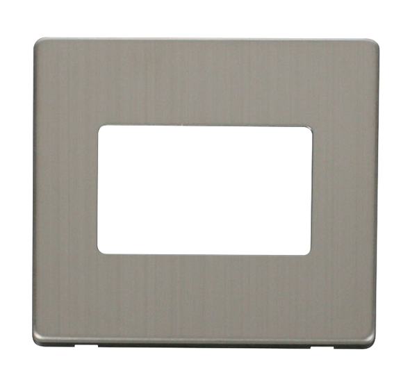 Click® Scolmore Definity™ SCP403SS 1 Gang MiniGrid® Cover Plate - 3 Apertures  Stainless Steel  Insert