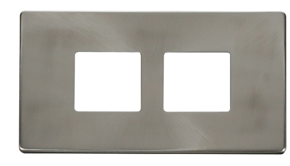 Click® Scolmore Definity™ SCP404BS 2 Gang MiniGrid® Cover Plate - 2 x 2 Apertures  Brushed Stainless  Insert