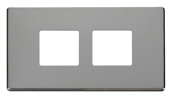 Click® Scolmore Definity™ SCP404CH 2 Gang MiniGrid® Cover Plate - 2 x 2 Apertures  Polished Chrome  Insert