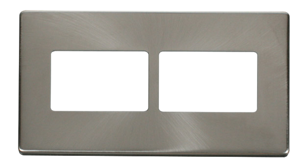 Click® Scolmore Definity™ SCP406BS 2 Gang MiniGrid® Cover Plate - 2 x 3 Apertures  Brushed Stainless  Insert