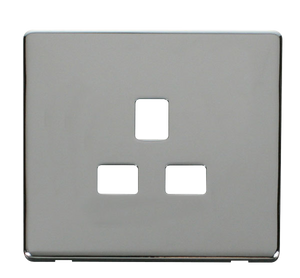 Click® Scolmore Definity™ SCP430CH 13A 1 Gang Socket Cover Plate  Polished Chrome  Insert