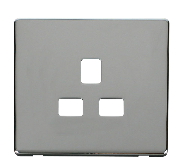 Click® Scolmore Definity™ SCP430CH 13A 1 Gang Socket Cover Plate  Polished Chrome  Insert