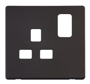 Click® Scolmore Definity™ SCP435BK 13A 1 Gang Switched Socket Cover Plate  Matt Black  Insert