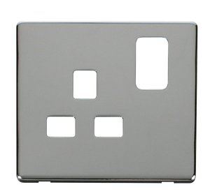 Click® Scolmore Definity™ SCP435CH 13A 1 Gang Switched Socket Cover Plate  Polished Chrome  Insert