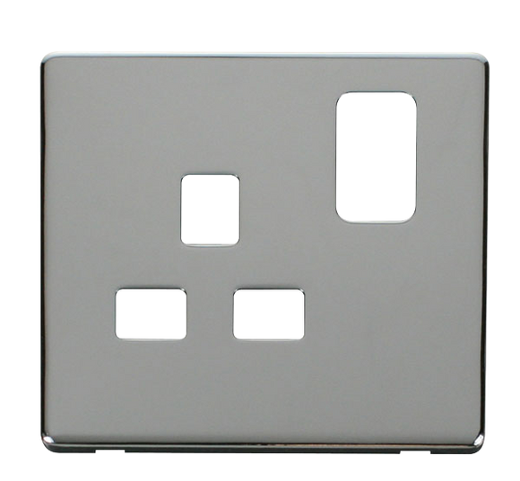 Click® Scolmore Definity™ SCP435CH 13A 1 Gang Switched Socket Cover Plate  Polished Chrome  Insert