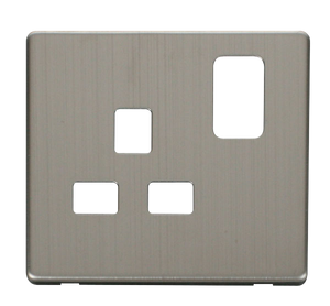 Click® Scolmore Definity™ SCP435SS 13A 1 Gang Switched Socket Cover Plate  Stainless Steel  Insert