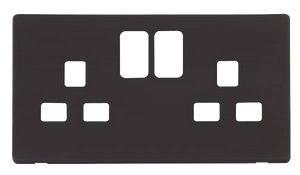 Click® Scolmore Definity™ SCP436BK 13A 2 Gang Switched Socket Cover Plate  Matt Black  Insert