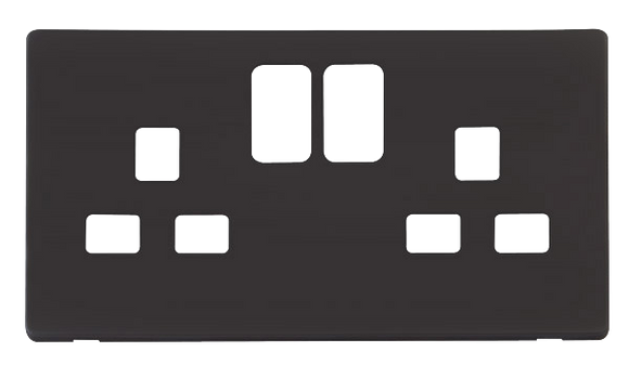 Click® Scolmore Definity™ SCP436BK 13A 2 Gang Switched Socket Cover Plate  Matt Black  Insert