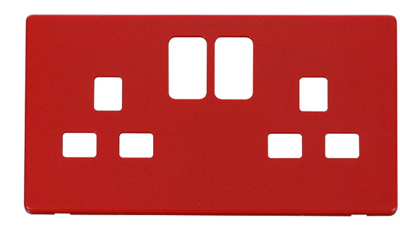 Click® Scolmore Definity™ SCP436RD 13A 2 Gang Switched Socket Cover Plate  Red  Insert