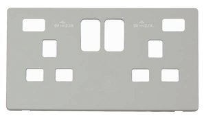 Click® Scolmore Definity™ SCP480PW 13A 2 Gang Switched Socket With Twin 2.1A USB Charger Cover Plate Polar White  Insert